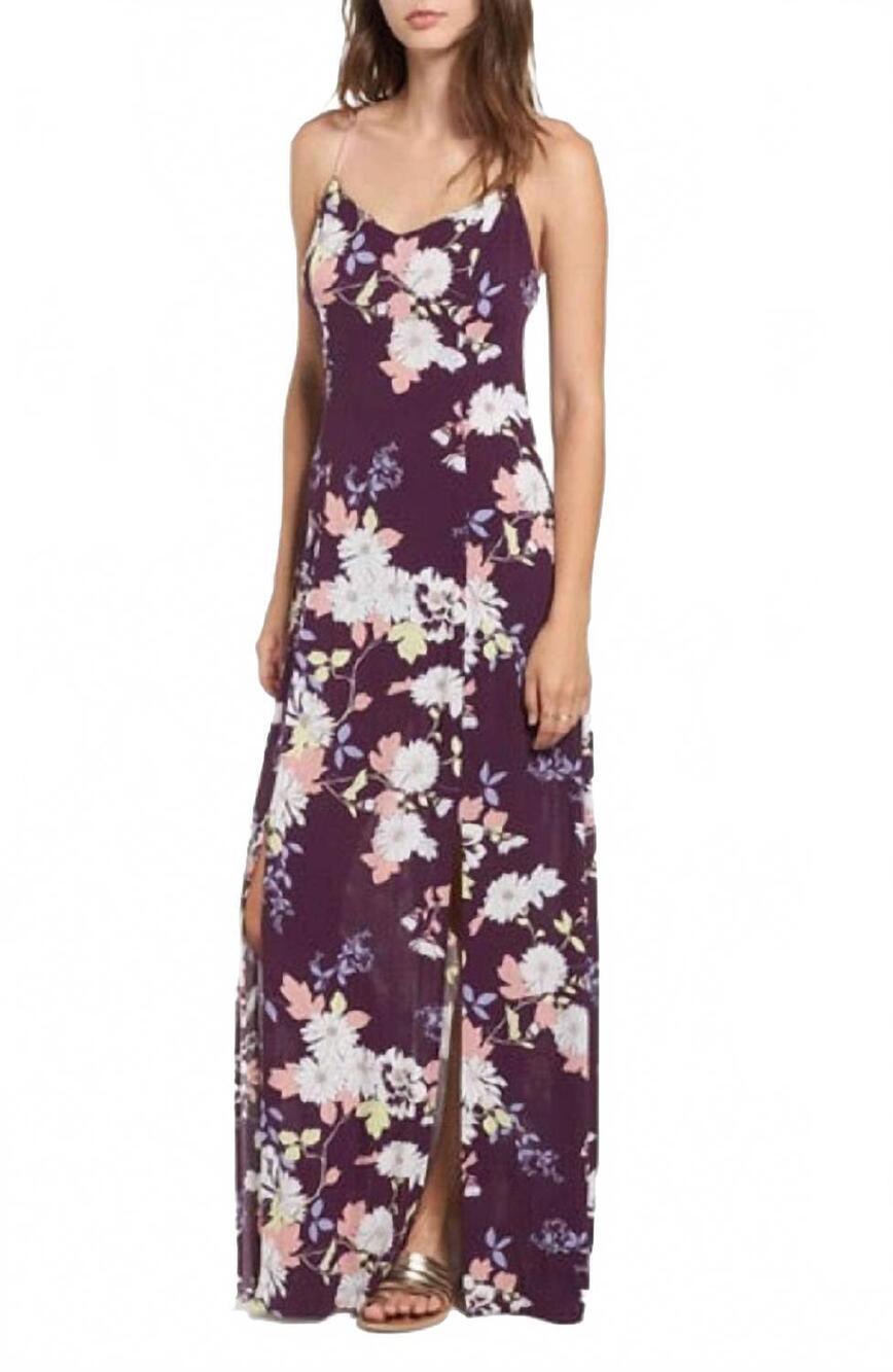 NEW MATERIAL GIRL gauze floral maxi dress in purple garden